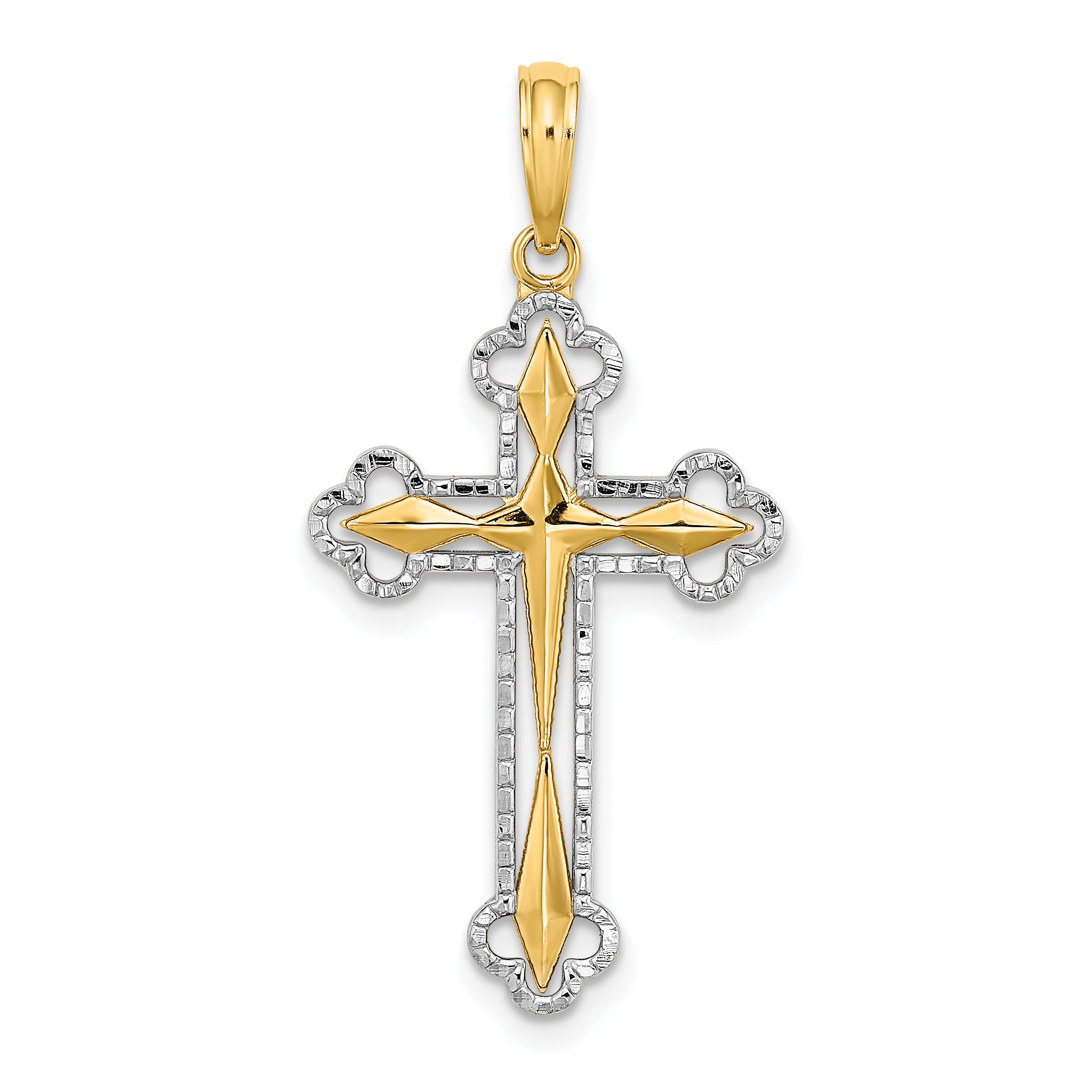 10K W/ Rhodium D/C Reversible Cross Charm Main image