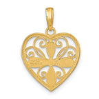 10K W/ Rhodium Beaded Filigree Fashion Heart Charm