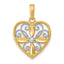 10K W/ Rhodium Beaded Filigree Fashion Heart Charm