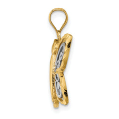 10k w/ Rhodium D/C Butterfly Charm