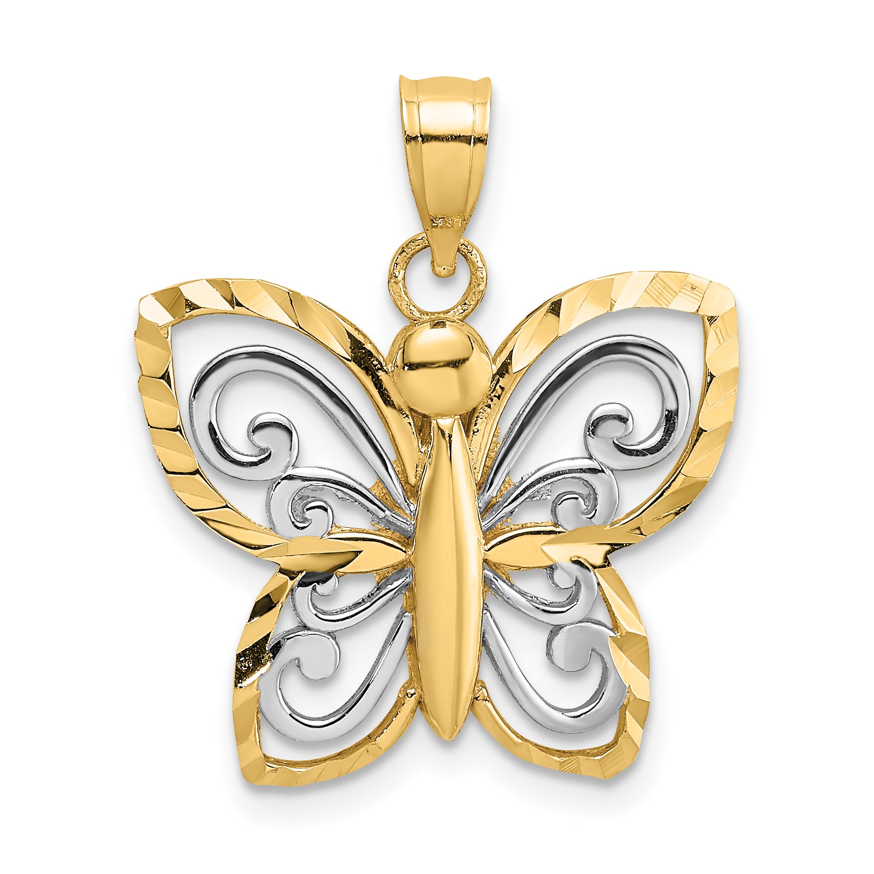 10k w/ Rhodium D/C Butterfly Charm Main image