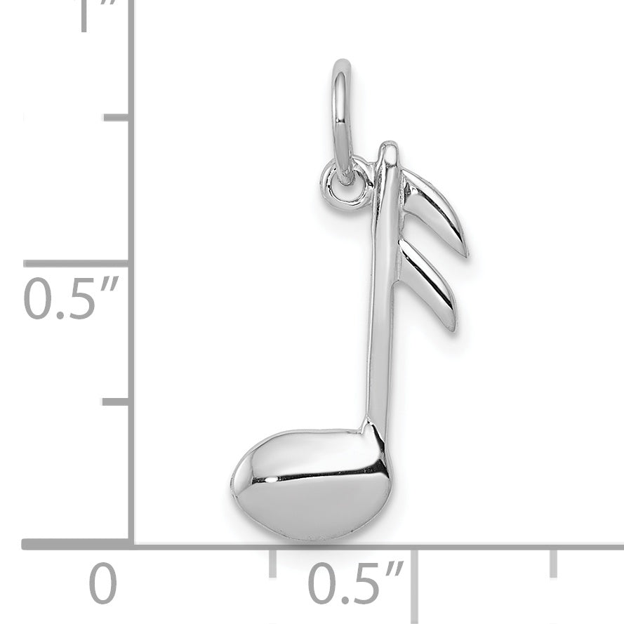 10k White Gold Polished Flat-Backed Musical Note Charm Secondary image