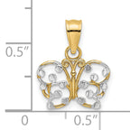 10k w/ Rhodium D/C Butterfly Charm
