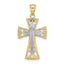 10K Two-tone 2-D and D/C Beaded Filigree Cross Charm