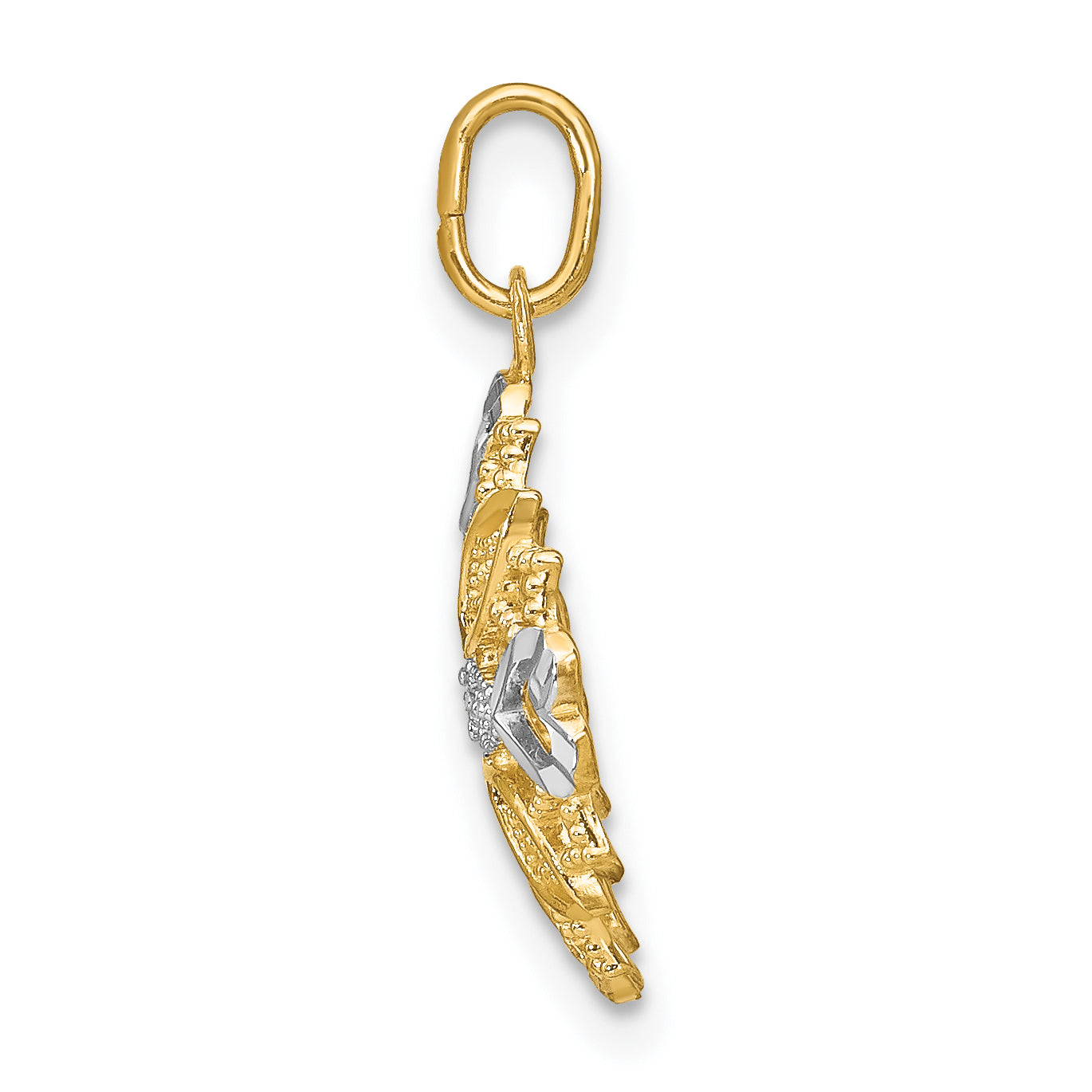10K w/Rhodium Center Flower and Heart Charm Secondary image