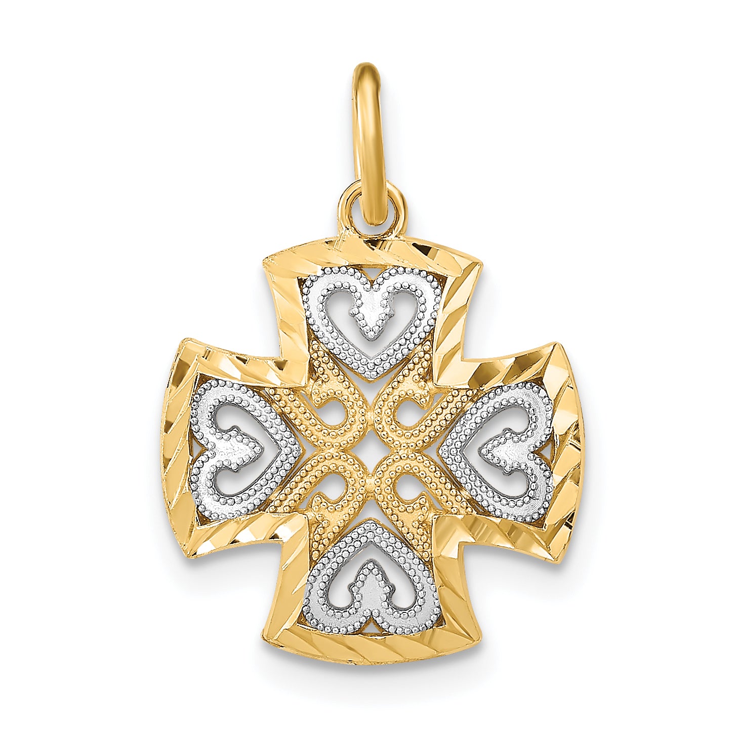 10K w/Rhodium Hearts and D/C Maltese Cross Charm Main image