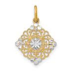 10K w/Rhodium and D/C Filigree Medallion Charm