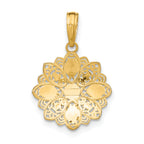 10K w/Rhodium and D/C  Filigree Flower Charm