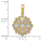 10K w/Rhodium and D/C  Filigree Flower Charm