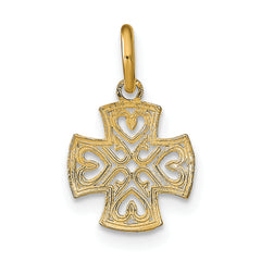 10K w/Rhodium and D/C Hearts In Cross Charm
