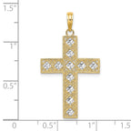 10K W/ Rhodium D/C and Cut-Out Cross Charm