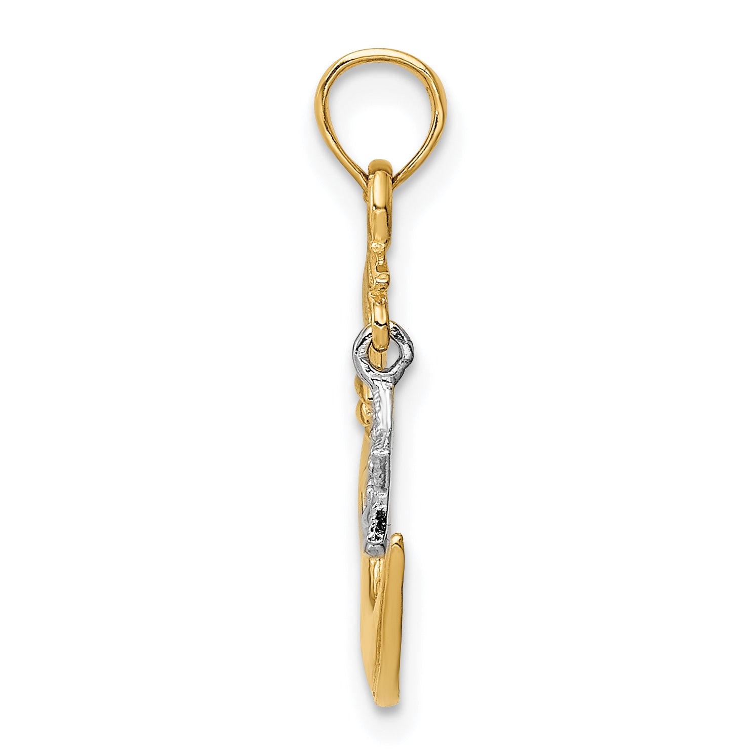 10K Two-Tone Open-Backed Half Moon and Star Pendant Secondary image