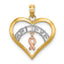 10k Two-tone with White Rhodium BELIEVE in Heart w/ Breast Cancer Ribbon