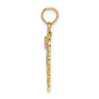 10K Two-Tone w/Rhodium MOM Heart W/ Flower Charm