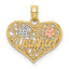 10K Two-tone w/White Rhodium #1 DAUGHTER In Heart Charm
