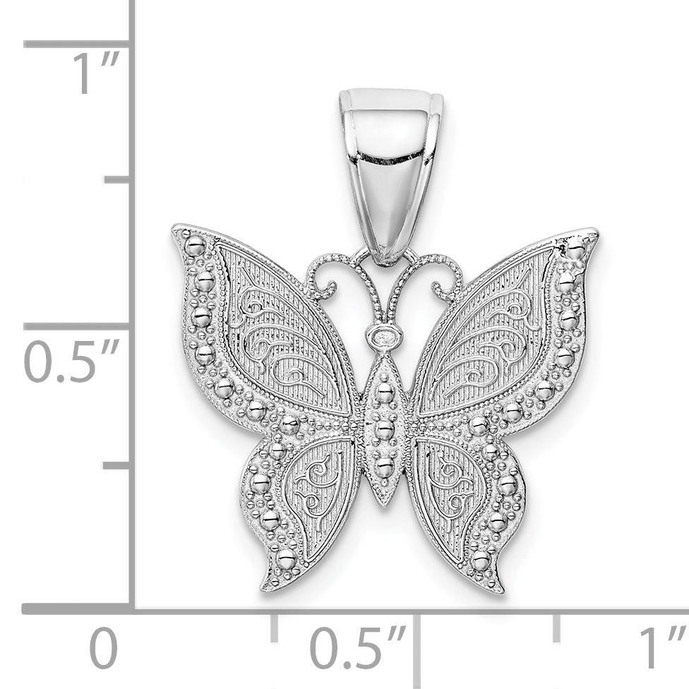 10K White Gold Butterfly Pendant Secondary image