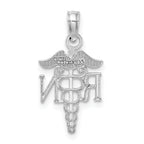 10K White Gold RN Caduceus Pendant
