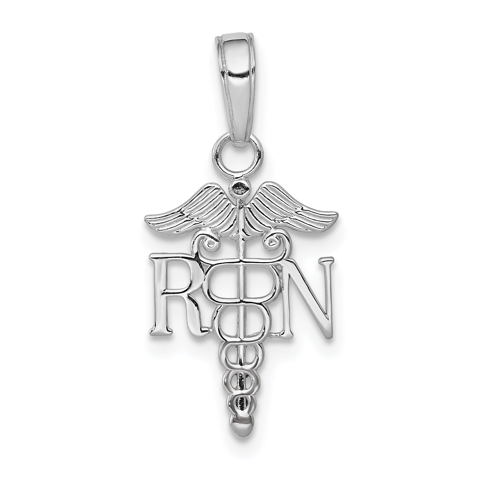 10K White Gold RN Caduceus Pendant Main image