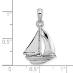 10K White Gold Polished Sailboat Charm