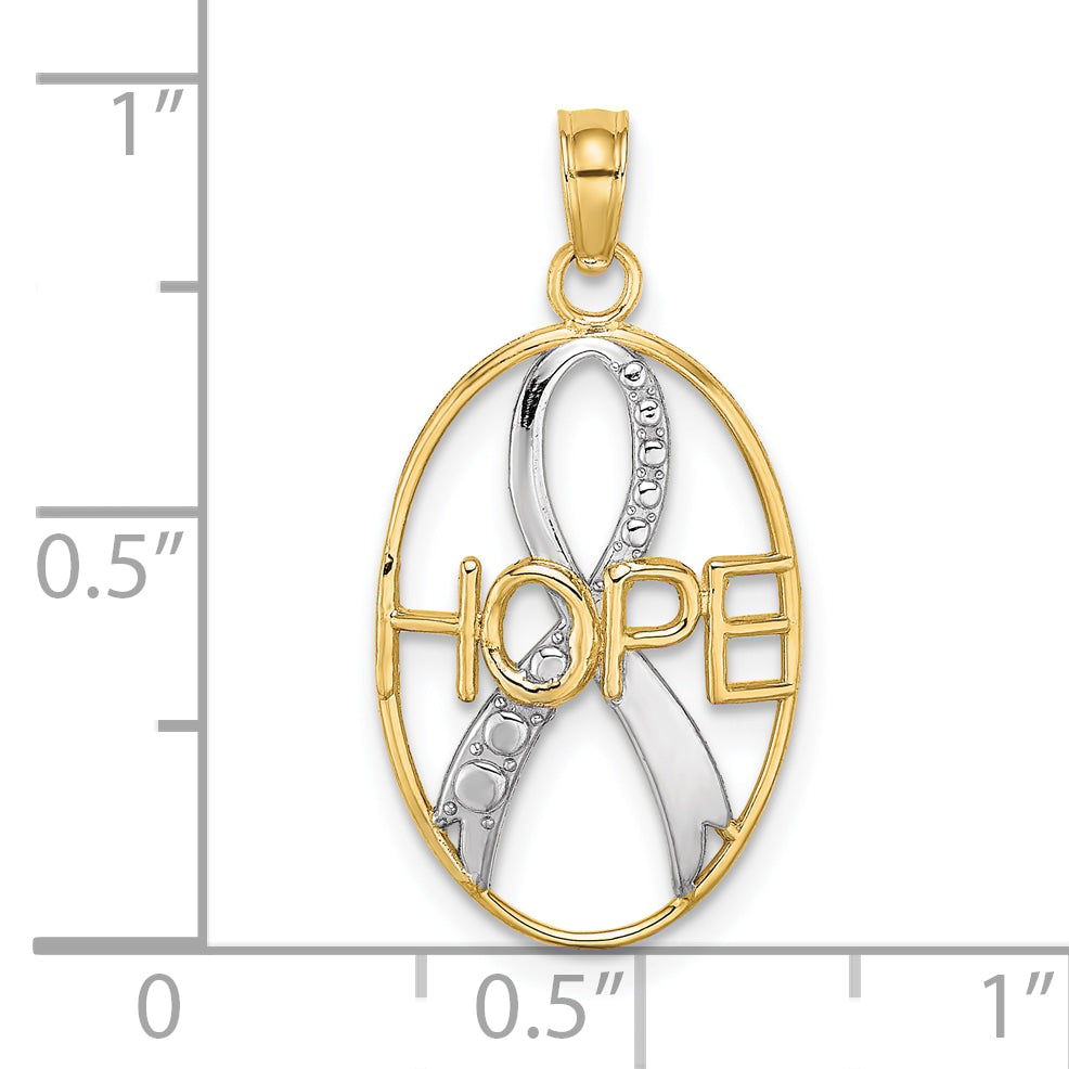 10K W/Rhodium HOPE Awareness Ribbon Pendant Secondary image
