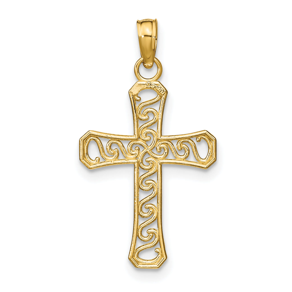 10k Fancy Cross Pendant