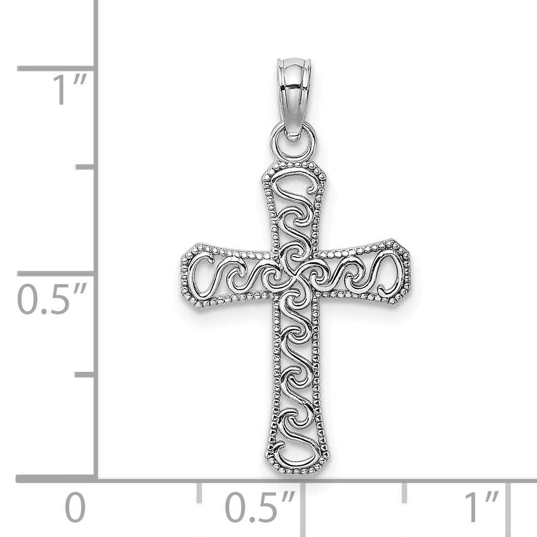10k White Gold Fancy Cross Pendant Secondary image