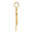 10k & w/Rhodium Filigree Heart Lock and Key Pendant