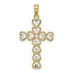 10K w/ Rhodium Hearts/Cross Pendant