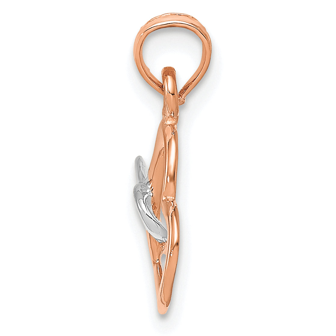 10K Two-tone Polished Intertwined Double Heart Pendant Secondary image