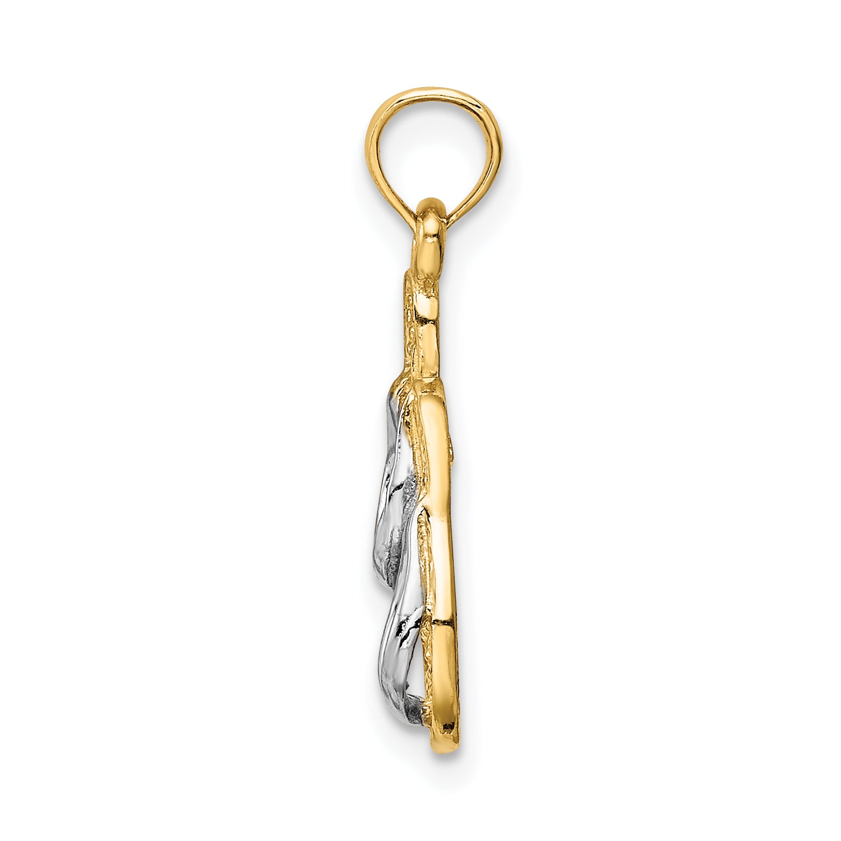10k & Rhodium Solid Polished Sandals Pendant Secondary image