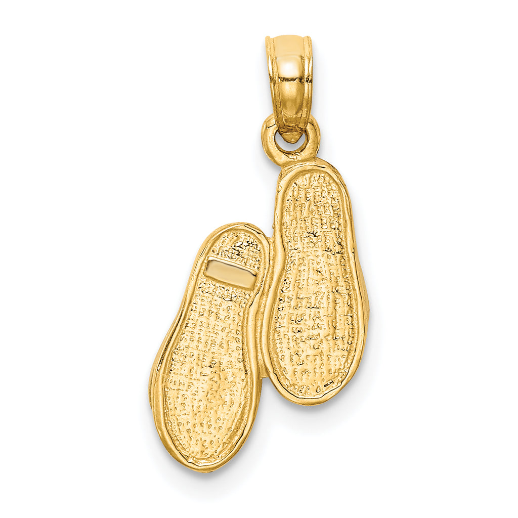 10k & Rhodium Solid Polished Sandals Pendant