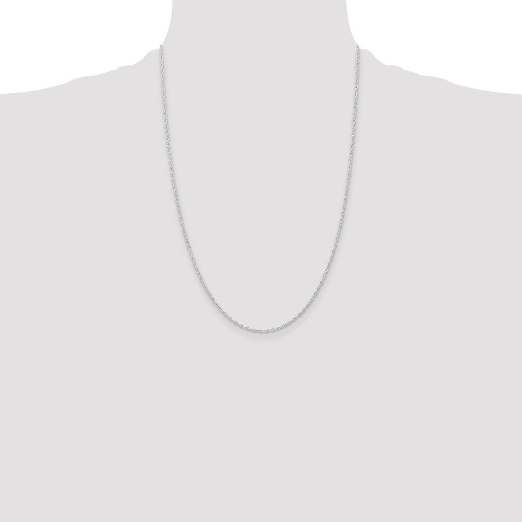 10K White Gold 1.15mm Carded Cable Rope Chain