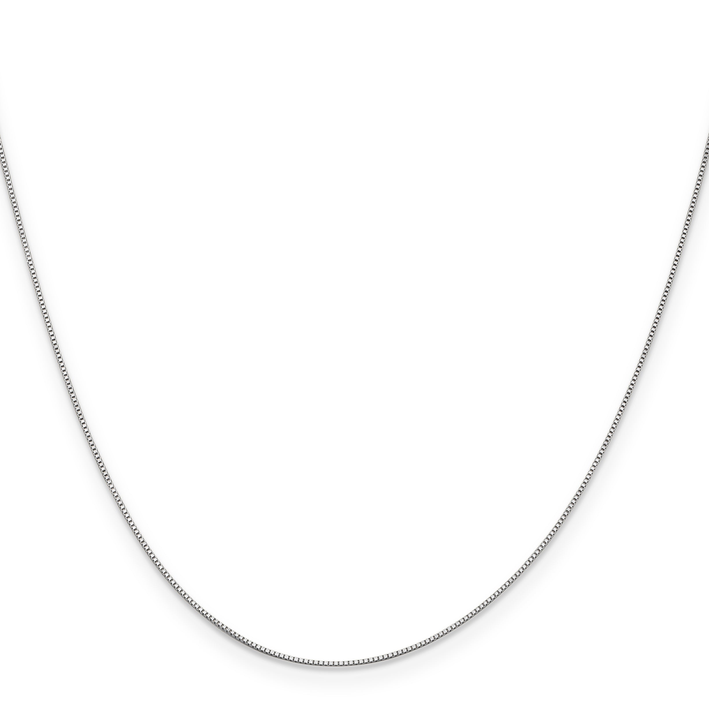 10K White Gold 0.5mm Box Chain Detail View