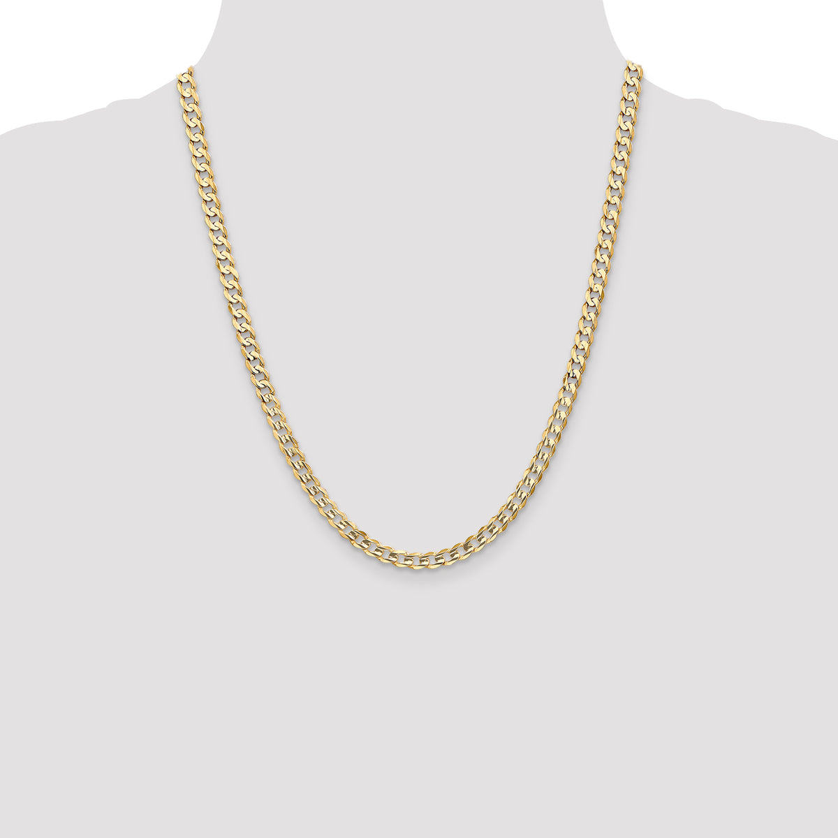 10K 5.25mm Open Concave Curb Chain 10K, 7–28 Inch - Sophia Jewelers