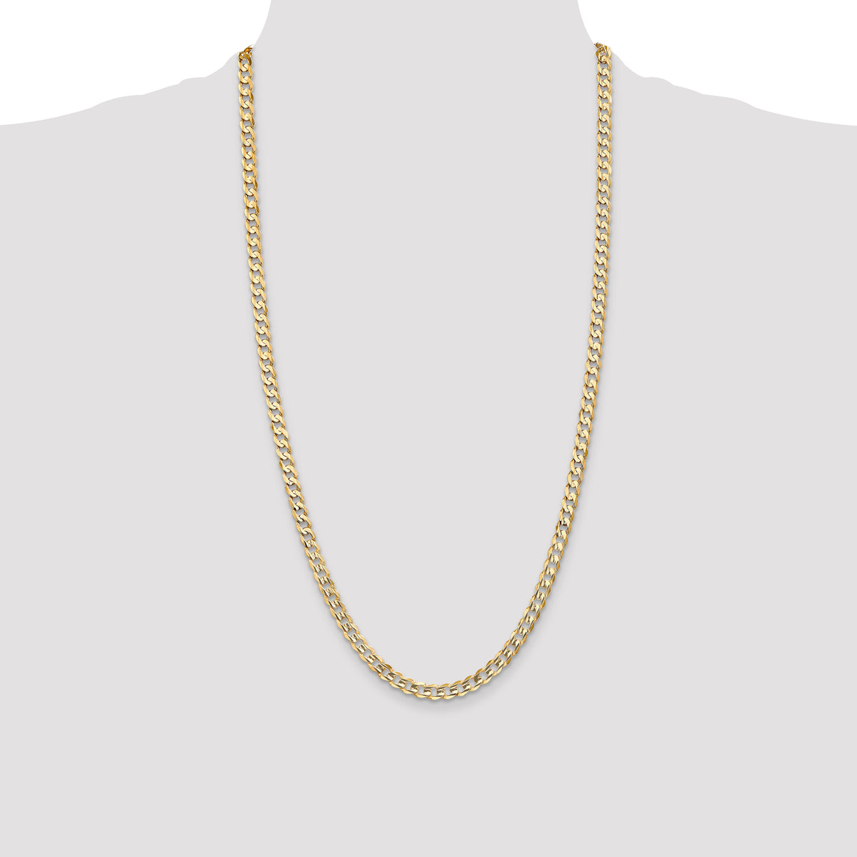 10K 5.25mm Open Concave Curb Chain 10K, 7–28 Inch - Sophia Jewelers