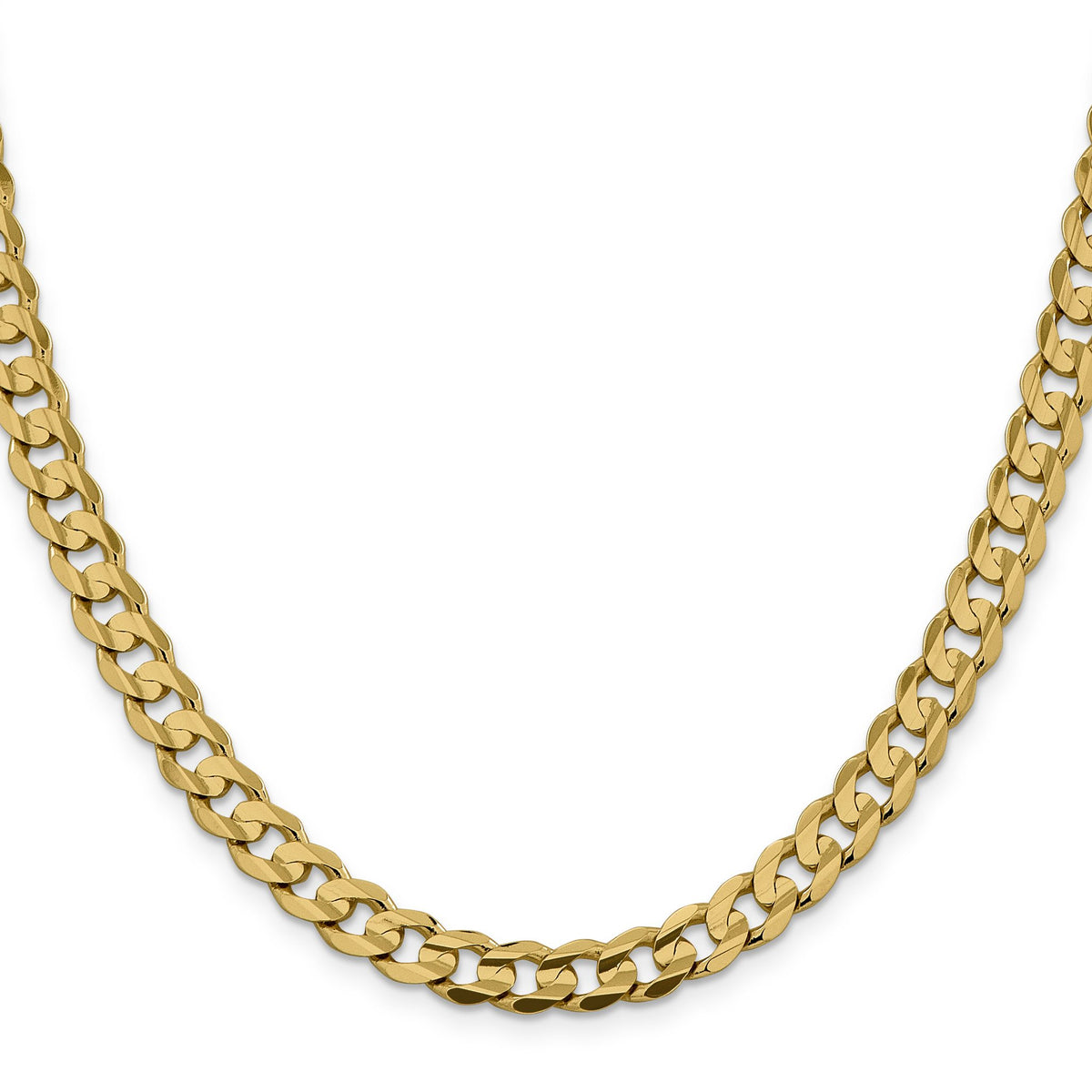 Open Concave Curb Chain in 10K Yellow Gold, 7.5mm, 7–26 Inch - Sophia Jewelers