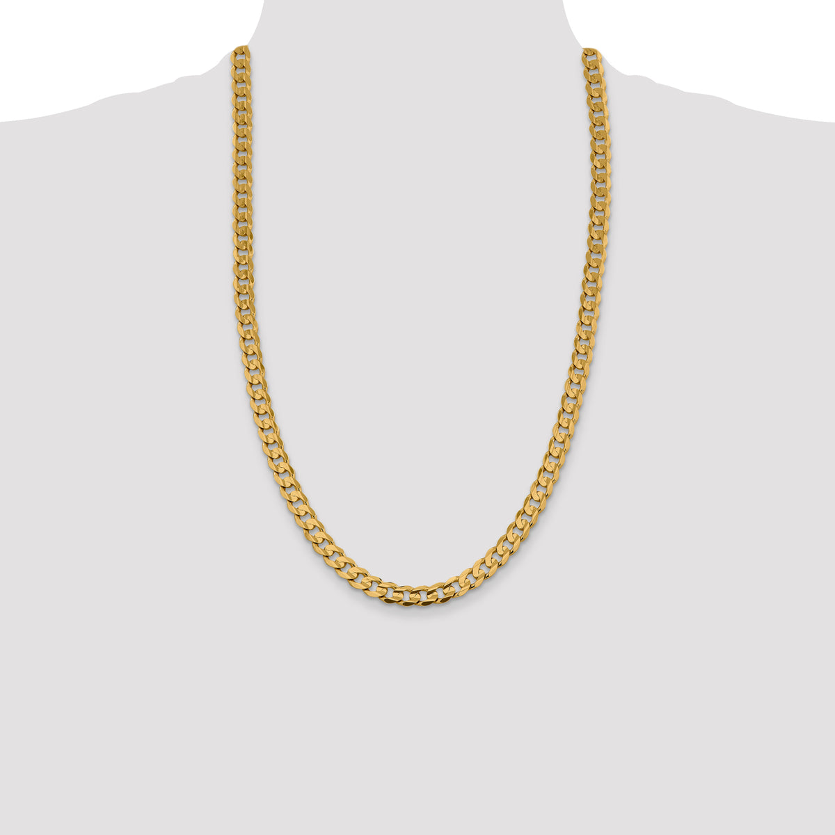 Open Concave Curb Chain in 10K Yellow Gold, 7.5mm, 7–26 Inch - Sophia Jewelers