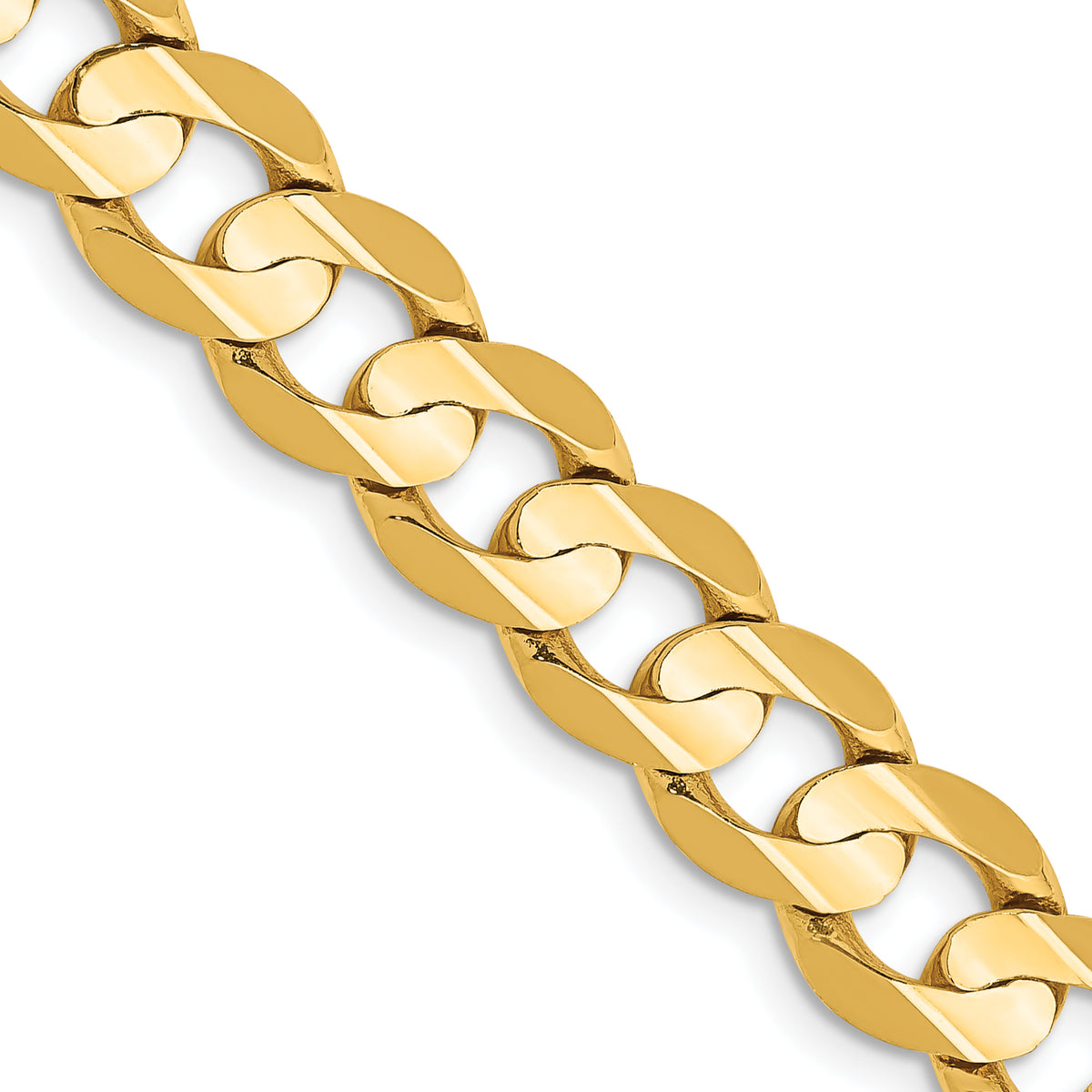 Open Concave Curb Chain in 10K Yellow Gold, 7.5mm, 7–26 Inch - Sophia Jewelers