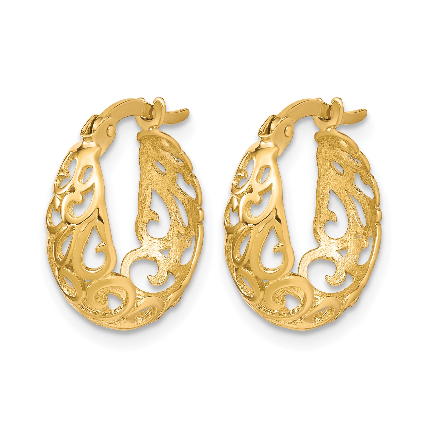 10K Polished Hinged Hoop Earrings Secondary image
