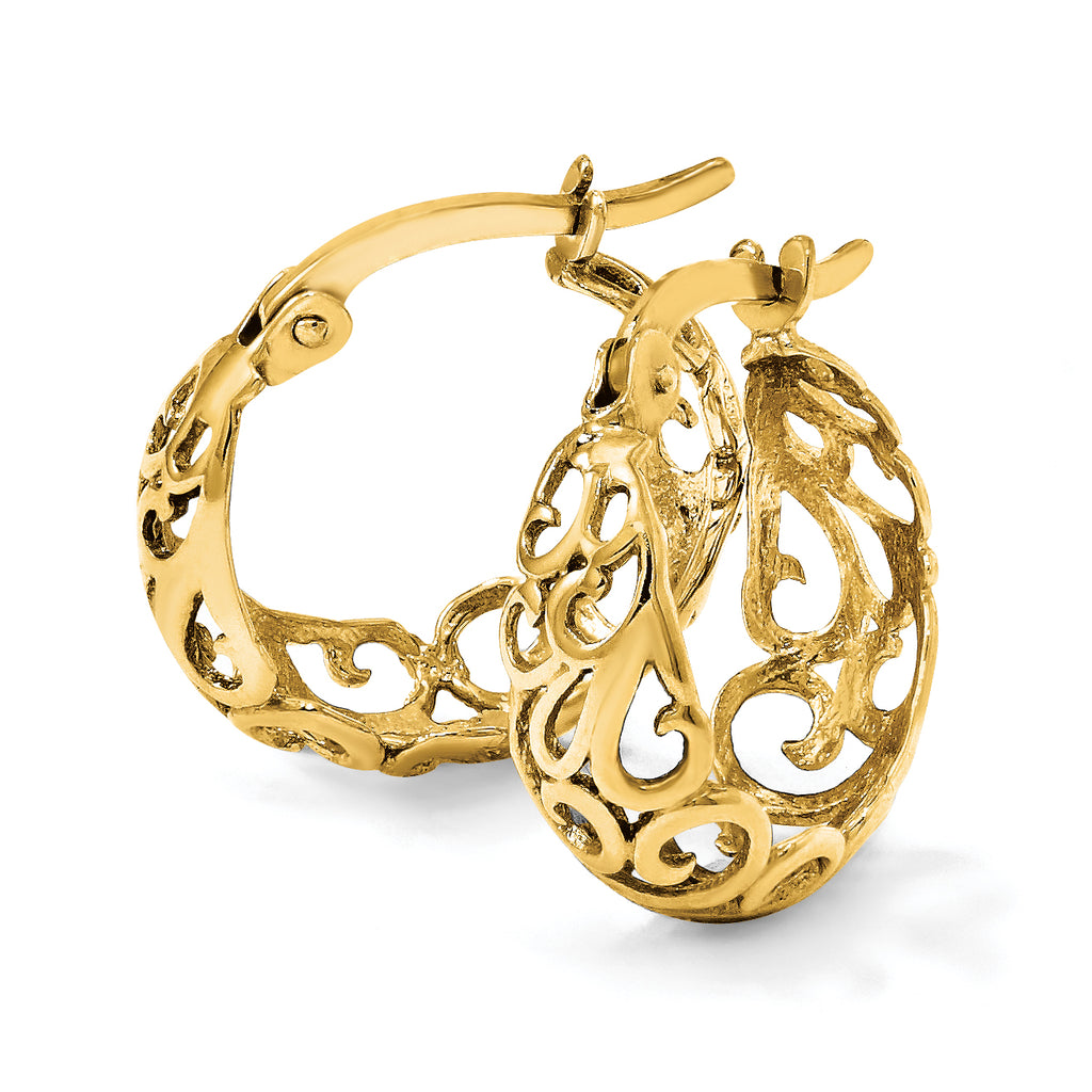 10K Polished Hinged Hoop Earrings