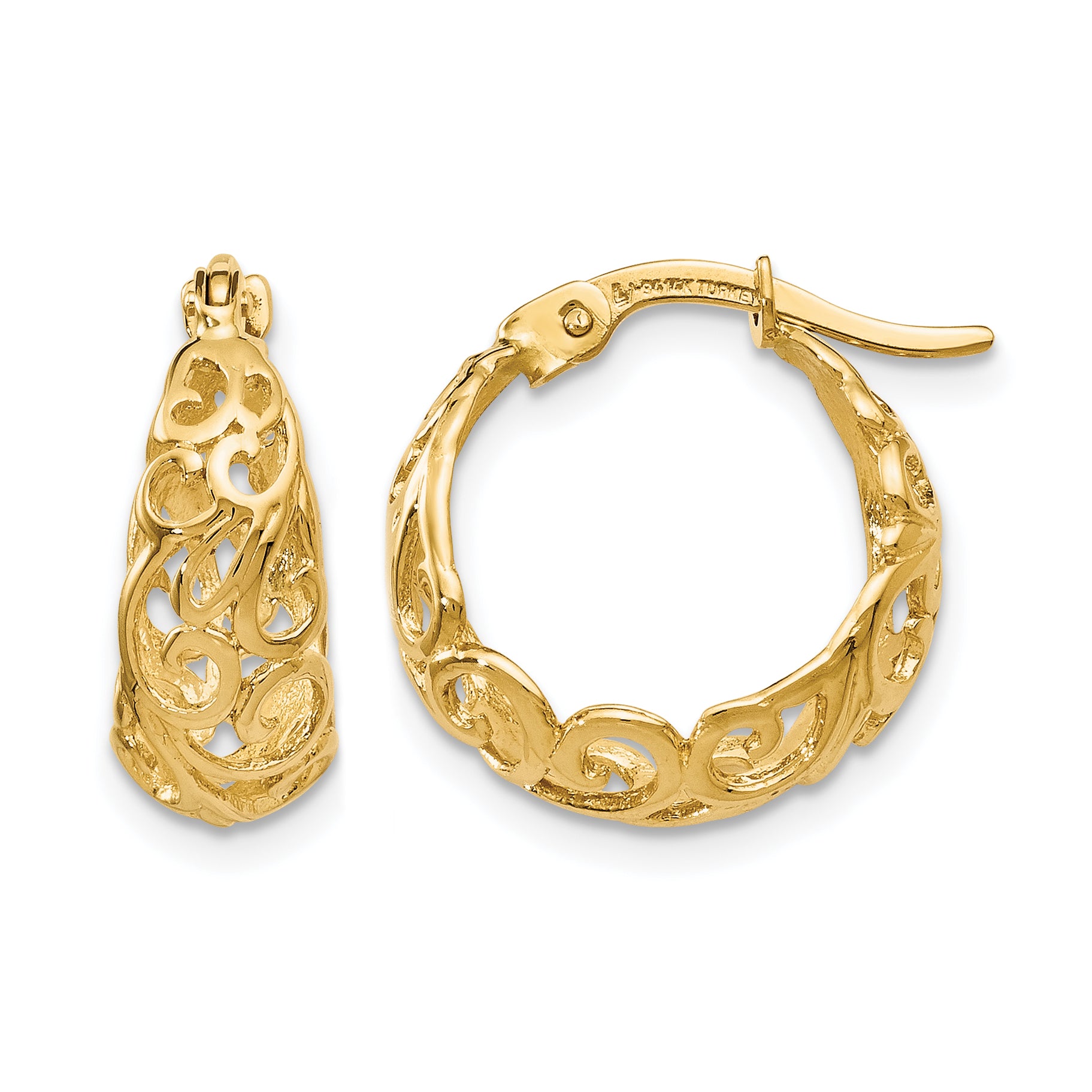 10K Polished Hinged Hoop Earrings Main image