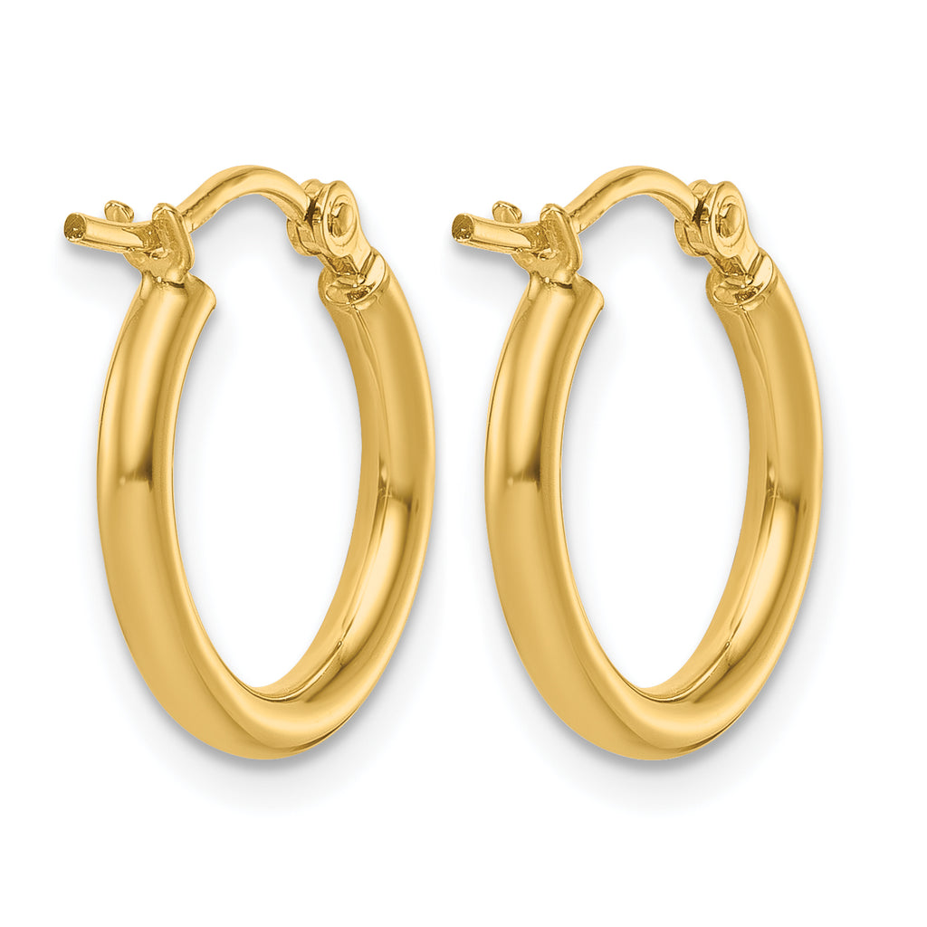 Hoop Earrings in 10K Yellow Gold, 2x15mm Hinged - Sophia Jewelers