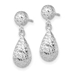 Elegant 10K White Gold Dangle Earrings With Diamond-Cut Polished Finish
