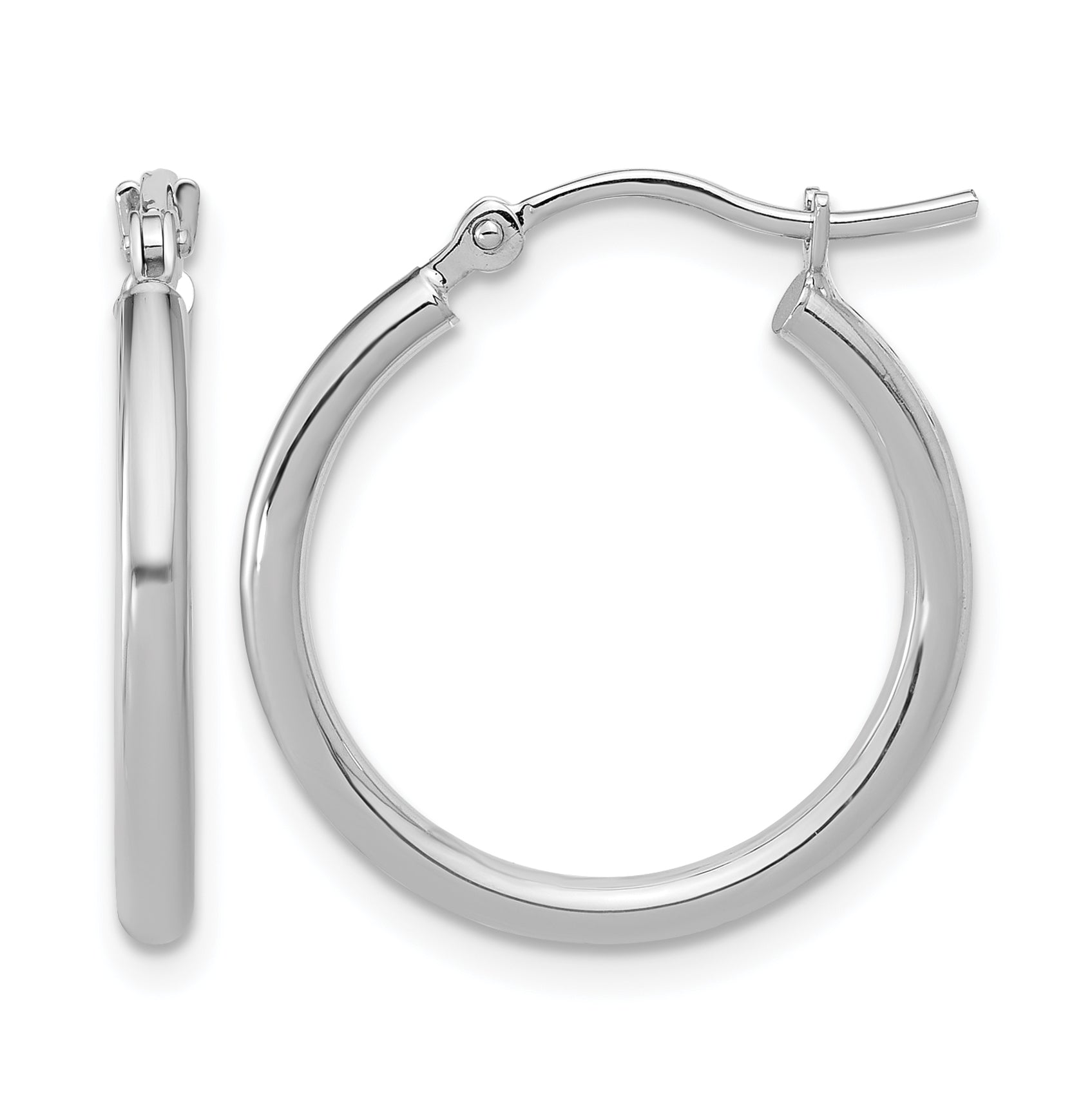 10K White Gold Polished Hinged Hoop Earrings Main image