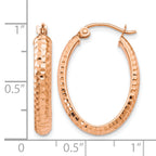 10K Rose Gold D/C Oval Hinged Hoop Earrings