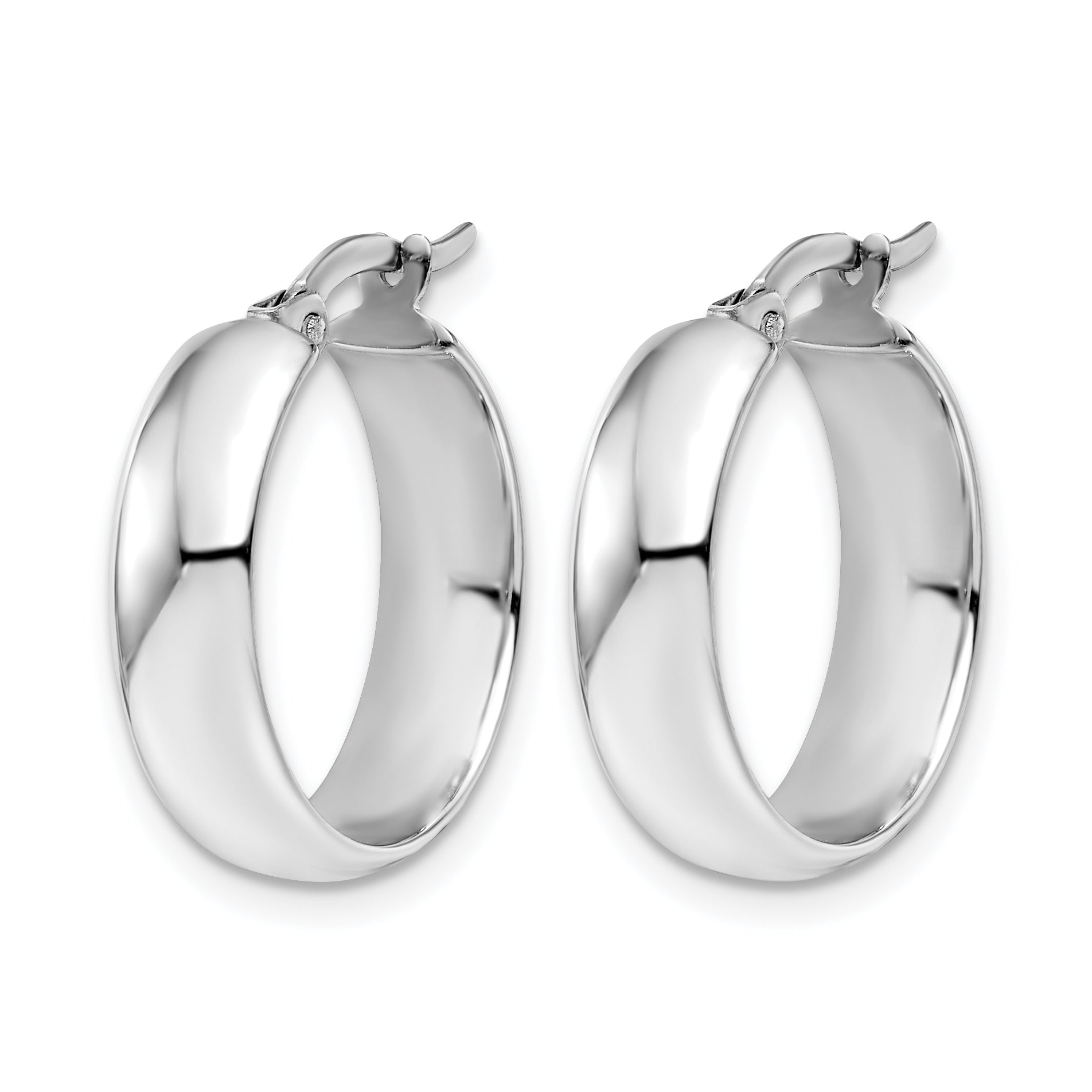 10K White Gold Polished Hinged Hoop Earrings Secondary image