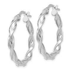10K White Gold Polished Twisted Hoop Earrings