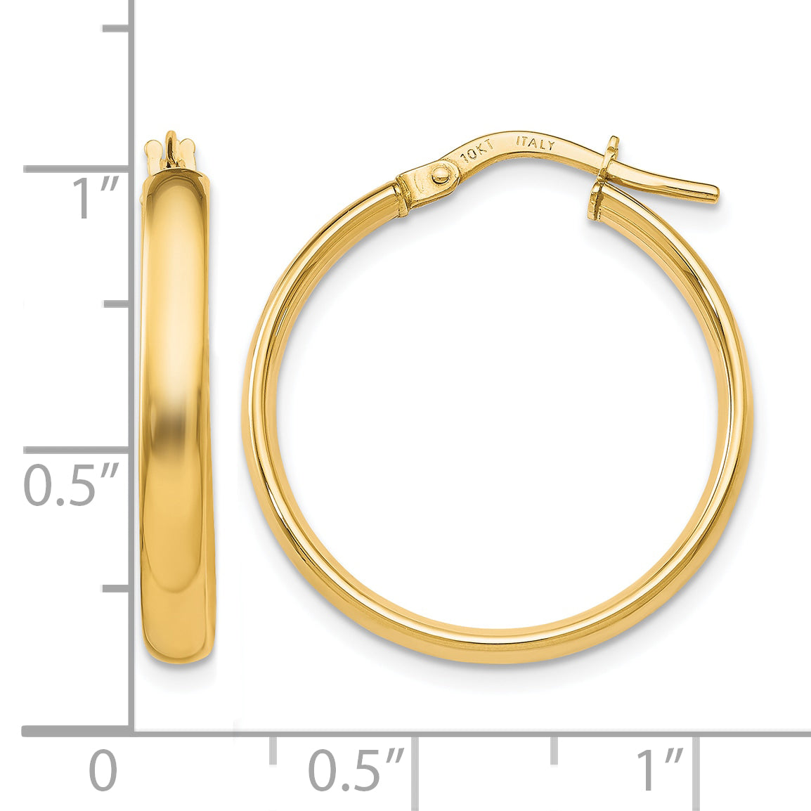 10K Gold Polished Hoop Earrings