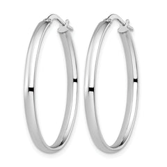 10K White Gold Polished Oval Hoop Earrings