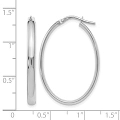 10K White Gold Polished Oval Hoop Earrings